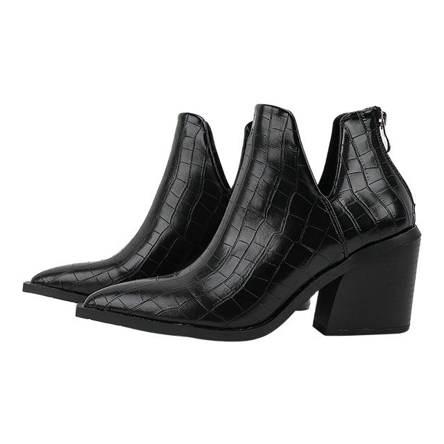 NECHOLOGY Zapatos Botines mujer Europa y los Unidos y el comercio exterior de los Unidos para botas gruesas con cabeza redonda después de la correa Modelos clásicos y botines Botas (Black 7.5)