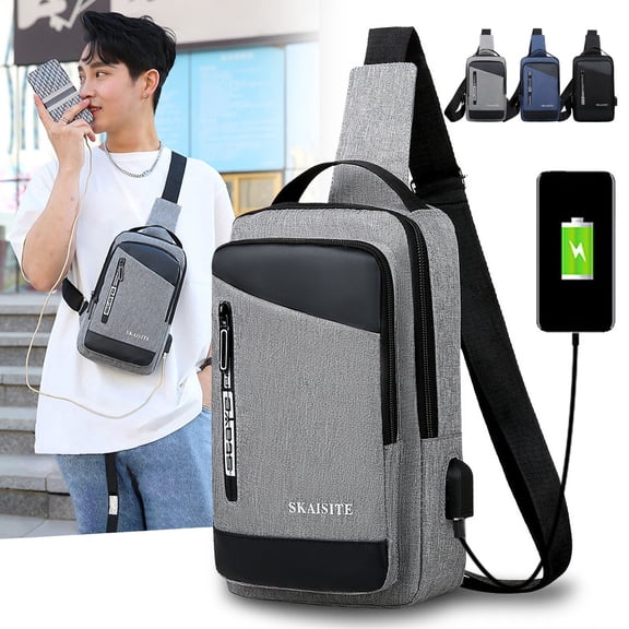breaise Crossbody Sling Backpacks for Men, Casual Shoulder Backpack Daypack Chest Bags with USB Charger