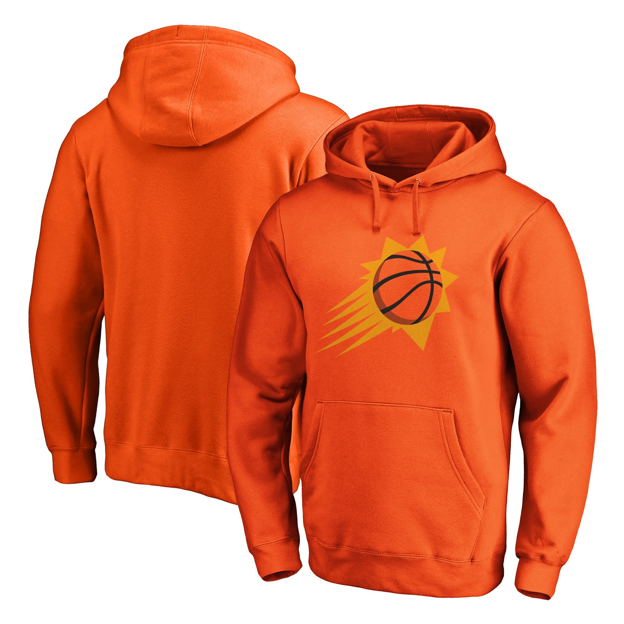 Men's Fanatics Orange Phoenix Suns Icon Primary Logo Fitted Pullover Hoodie