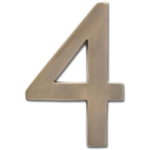 Architectural Mailboxes 3582AB Number 4 Solid Cast Brass 4 inch Floating House Number Antique Brass ''4''