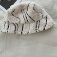 thumbnail image 2 of LinYooLi Small Bucket Hat Irregular Stripes Warm Lamb Wool Foldable Fisherman Hat Autumn Winter Fashion Short Brim Basin Hats, 2 of 8