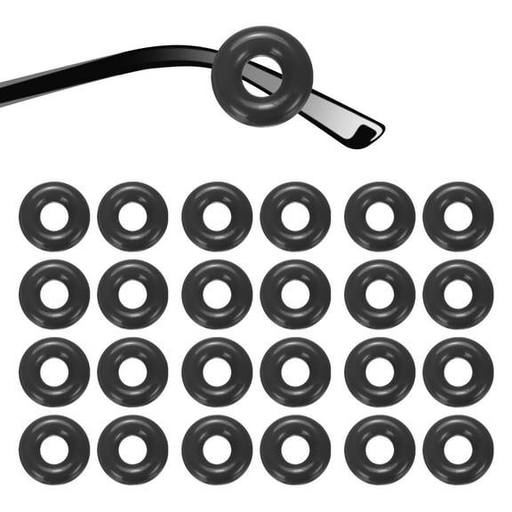 12 Pairs Glasses Ear Grip 0.44" Silicone Ring Type Eyewear Retainer, Black