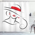 thumbnail image 1 of Ambesonne Lips Shower Curtain, Black Stroke Contour Drawing, 69"Wx75"L, Charcoal Grey Vermilion, 1 of 3