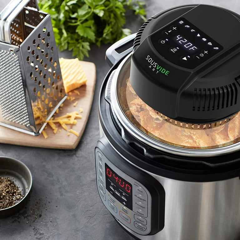 Sousvide Art 7 In 1 Air Fryer Lid for Instant Pot Pressure Cooker Air Fryer Lid 8 qt and 6 qt Accessories Include Basket Rack Mat Tongs