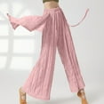 thumbnail image 4 of HAiming Women's Palazzo Pants Trendy Pleated Ribbon Straight Wide Leg Pants Casual Elastic High Waisted Lounge Trouser, 4 of 6