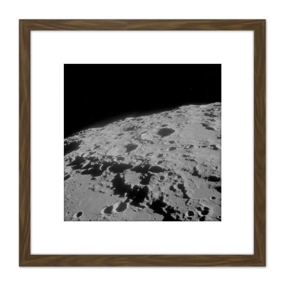 Space NASA Apollo 11 Moon Crater 312 Crookes 1969 Photo 8X8 Inch Square Wooden Framed Wall Art Print Picture with Mount