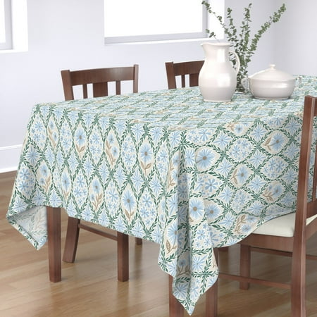 

Cotton Sateen Tablecloth 70 x 90 - Garden Trellis Flowers Floral Daisy Vines Print Custom Table Linens by Spoonflower