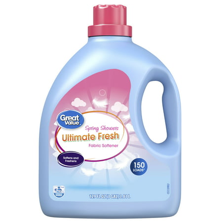 Great Value Ultimate Fresh Spring Showers Fabric Softener, 150 loads, 129 fl