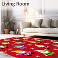 thumbnail image 2 of ODIKA 6'x9' Machine Washable Non-Slip Area Rug, Elegant Nordic Gnome Parade Holiday Bathroom Decoration High Traffic Rug, Red, 632443, 2 of 7