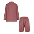 thumbnail image 4 of Fmbrln Womens Plus Size Summer 2 Piece Sets Casual V Neck Button Long Sleeeve Shirts Blouse and Drawstring Elastic Waist Shorts Sets Lounge Outfits Watermelon Red L, 4 of 5