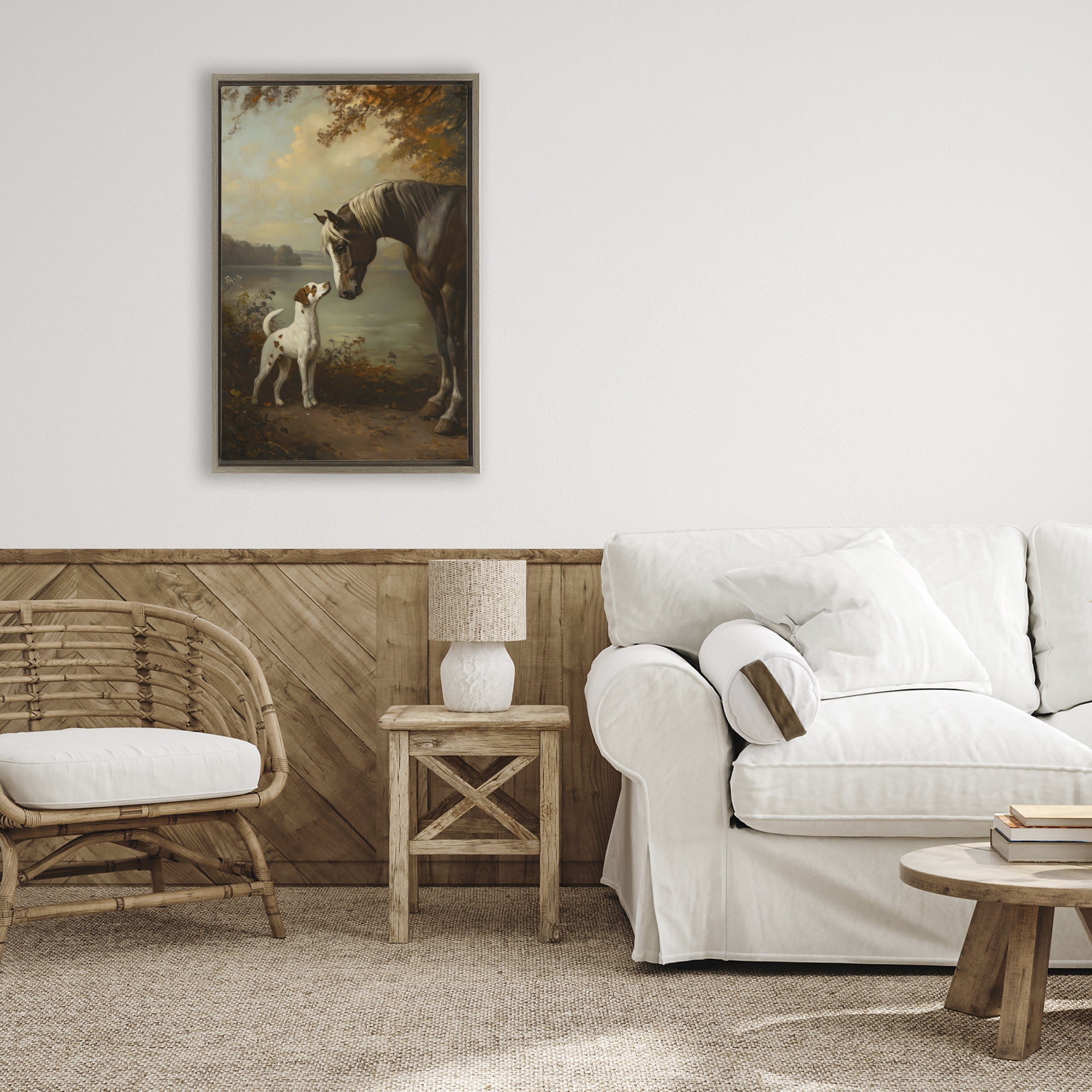 Stupell Industries Autumn Companions Hunting Party Brown Framed Floater Canvas Wall Art, design by Petal Prints Design