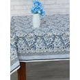 thumbnail image 2 of Spruce, Carolina and Powder Blue Indian Block Floral Print 100% Pure Cotton Cloth Tablecloth, 2 of 5