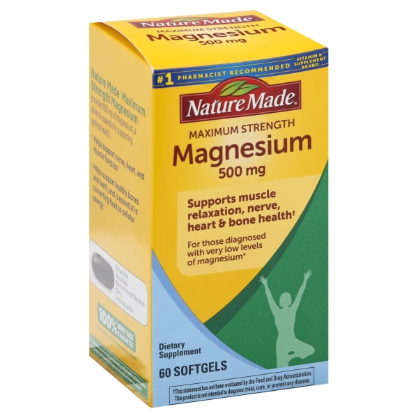 Nature Made Magnesium Maximum Strength 500 mg. 60 Softgels