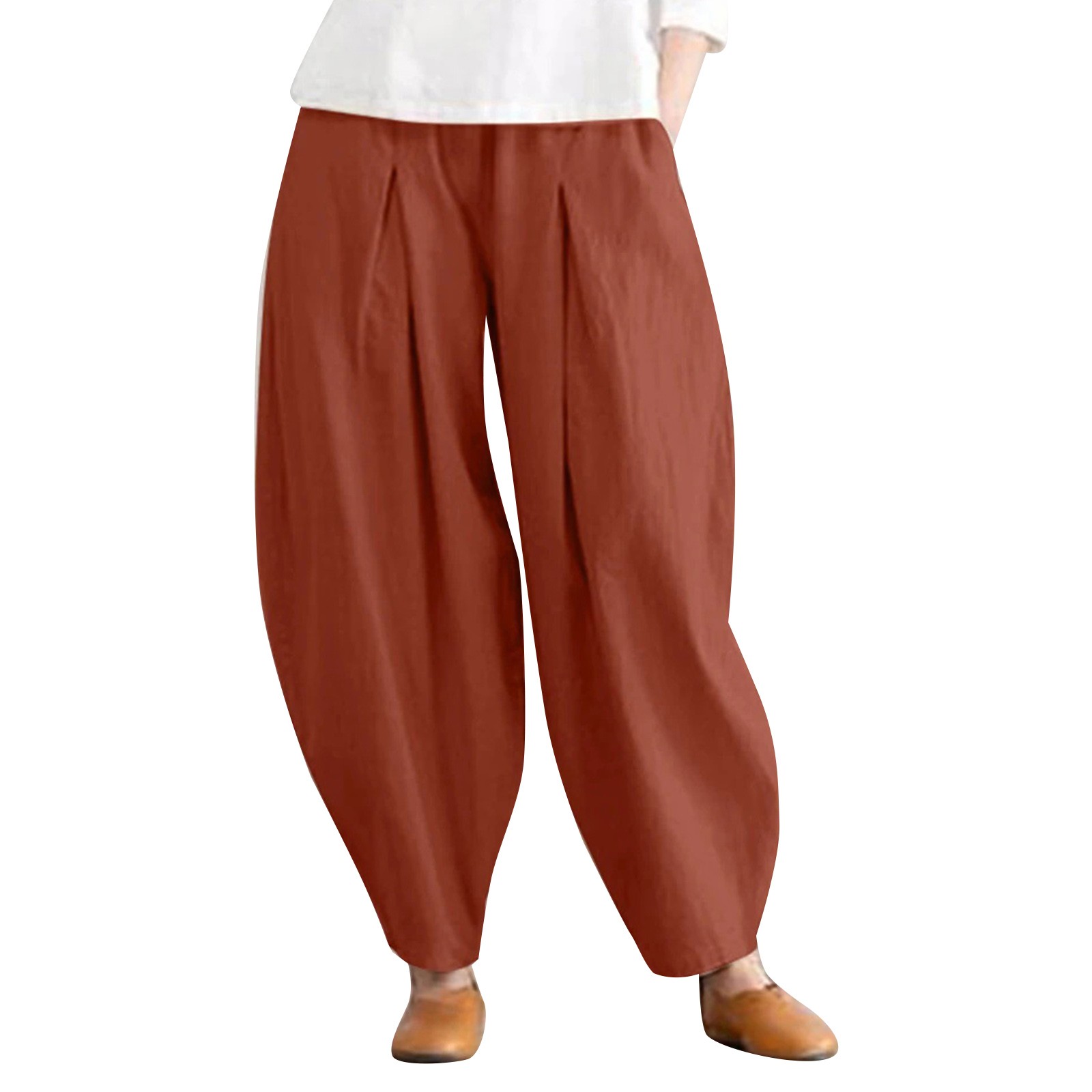 PMUYBHF womens sweatpants set Women's Cotton Linen Harem Wide Leg
