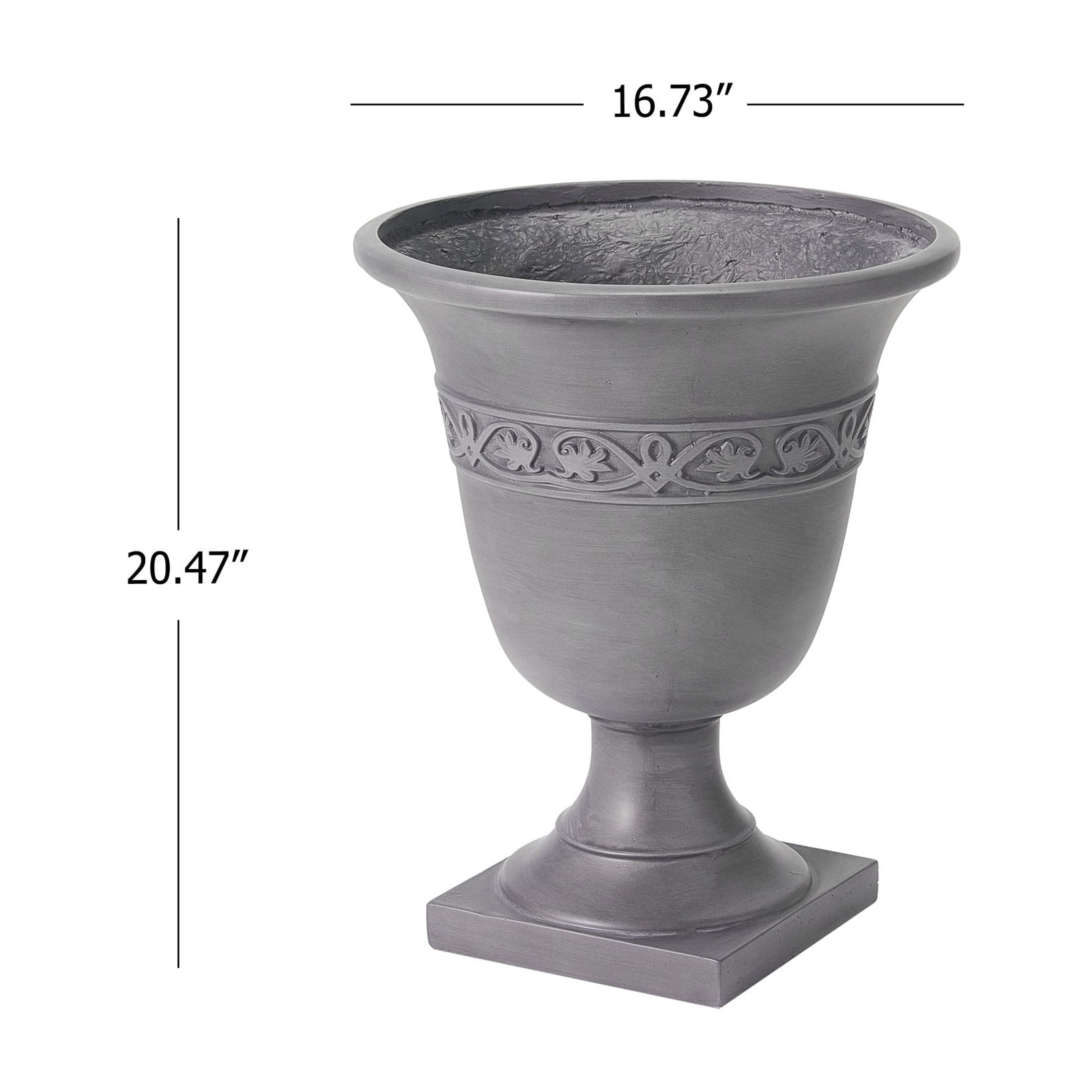 Christopher Knight Home 20.47"H Classic Outdoor MGO Planter with Drainage Hole, Light Gray