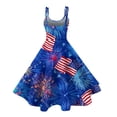 thumbnail image 4 of HAJWOH Women 4th of July Dresses 50s 60s Vintage Sleeveless Star and Stripe Print Cocktail Swing Dress Retro Patchwork Midi Evening Dress Royal Blue XL, 4 of 4