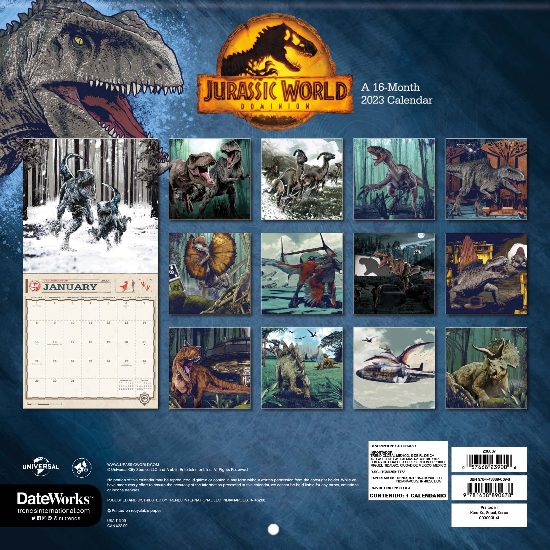 Trends International 2023 Jurassic World Dominion Wall Calendar