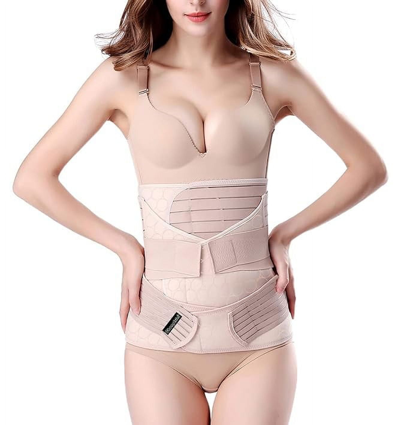 3 in 1 Postpartum Support Recovery Belly waist pelvis Belt Shapewear Slimming Girdle Beige One Size