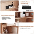 thumbnail image 6 of VEANERWOOD Makeup Vanity Desk with Large Mirror, Fluted Vanity Table Makeup Desk with Charging Station 2 Drawers and Cabinet, Lots of Storage Shelves, 6 of 10