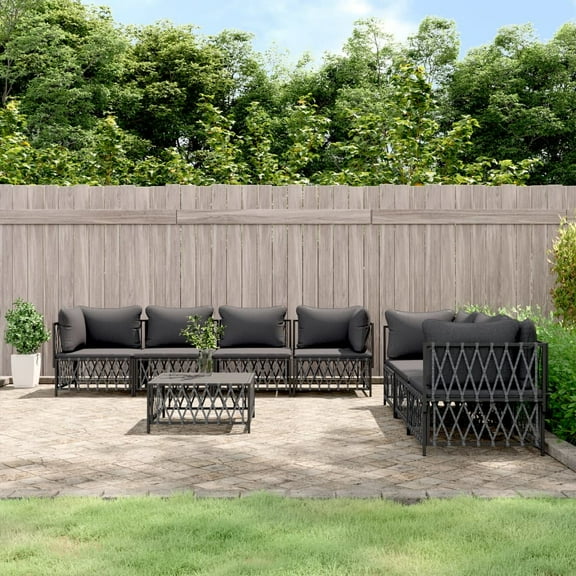 vidaXL 8 Piece Patio Lounge Set with Cushions Anthracite Steel