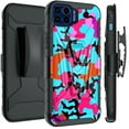 thumbnail image 1 of DALUX V Hybrid Kickstand Holster Phone Case Compatible with Motorola Moto One 5G / Moto One 5G Plus (2020) - Teal Stylish Camo, 1 of 3