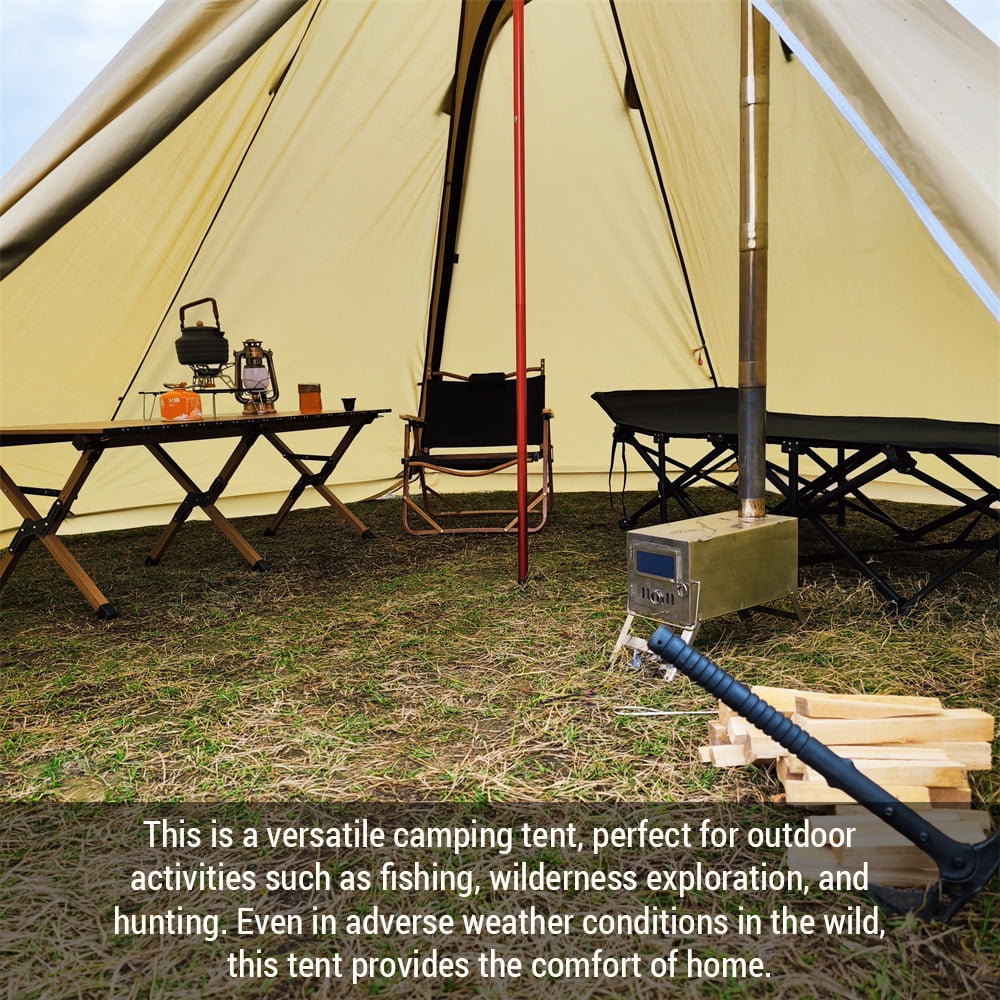 Camping Pyramid Teepee Tent with Stove Jack, Tipi Hot Tent for 4 6 People