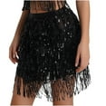 thumbnail image 2 of Besolor Women's Sequin Fringe Skirt Elastic Waisted Sparkle Tassel Mini Skirts Night out Party Dance Skirt, 2 of 5