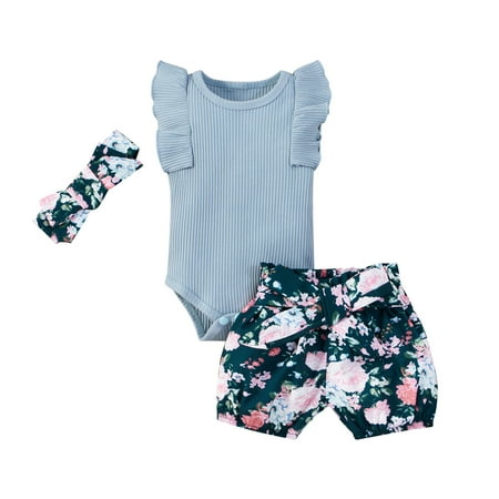 

Baby Girl Outfits CottonSolid Color Tops Casual 3PCS Set