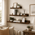 thumbnail image 3 of KAIWIN Brown Wood Floating Shelves Set of 3 (24/16/10In) - Wall Mounted Storage & Decor for Home, 3 of 5