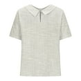 thumbnail image 5 of White Women's Short Sleeve T-shirt, Women With Pockets Breathable Cotton Linen Loose Large Size Slimming Lapel Shirt Short Sleeve Top,Women's Short sleeve T-shirt XL, 5 of 5