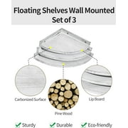 Afuly Corner Floating Shelves Wall Mounted, Rustic Pine Wood Corner Floating Shelf Set of 3, Distressed White Corner Wall Shelves for Living Room Kitchen Bedroom Bathroom, 9.68x9.68 Inch