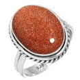 thumbnail image 1 of 925 Silver Ring For Women - Girls Brown Gold Sunstone Stone Silver Ring Size 7.5 Boho Silver Ring Size 7.5 Gift For Mother On Christmas 925 Gemstone Silver Jewelry, 1 of 5