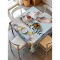thumbnail image 2 of Happy Easter Suqare Tablecloth - 60 x 60 Inch, Spring Grey Bunny Colorful Eggs Flower Blue Waterproof & StainResistant Tablecloth, Washable Oil-proof Table Cover for Dining/Party/Wedding/Buffet, 2 of 9