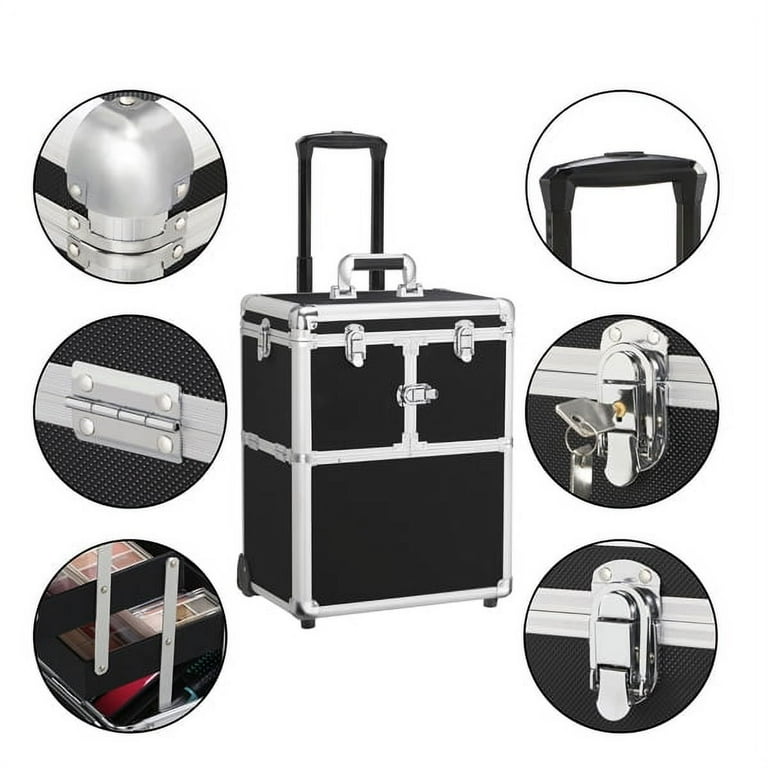 Yaheetech Rolling Makeup Train Case Professional Aluminum Cosmetic