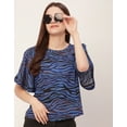 thumbnail image 5 of Moomaya Printed Tops For Women, Lace Flutter Sleeve Viscose Casual Top, 5 of 9