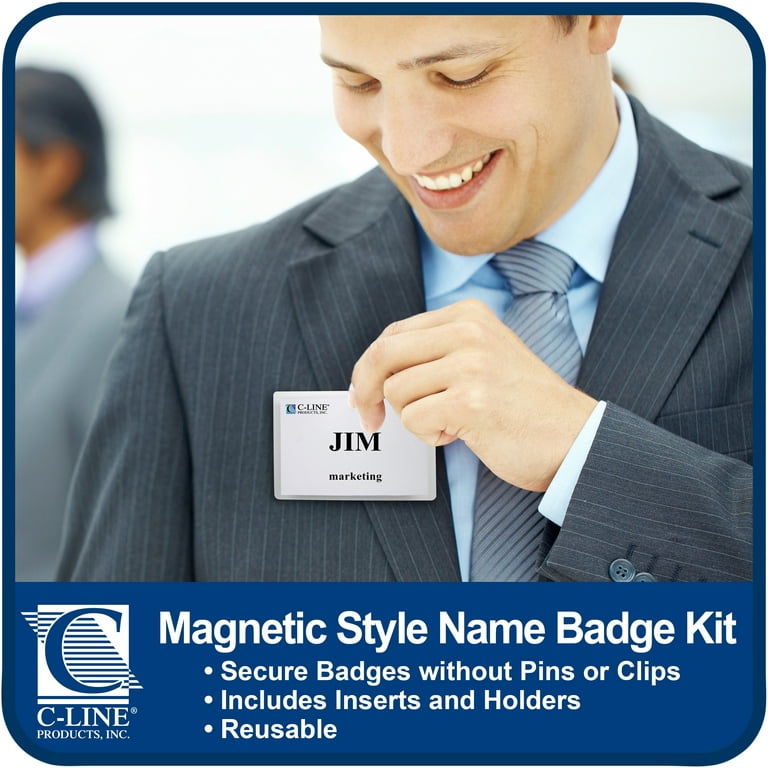  20 Pack of Magnetic Name Badge Holder Kit, 4” x 3