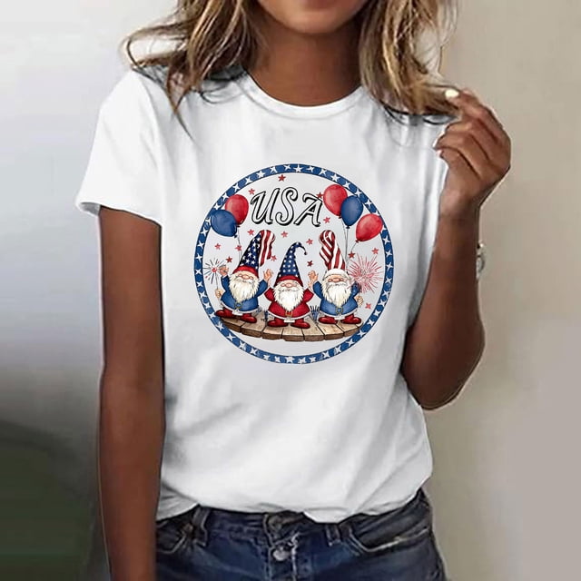 Xdegoge Tenues du 4 Juillet, Chemisiers à Manches Courtes en Coton, Hauts Grande Taille pour Femmes 4X-5X en Liquidation, Chemises Rouges Grande Taille, Commandes Passées par Moi chez Walmart, de Mujer Para, Multicolore 2X
