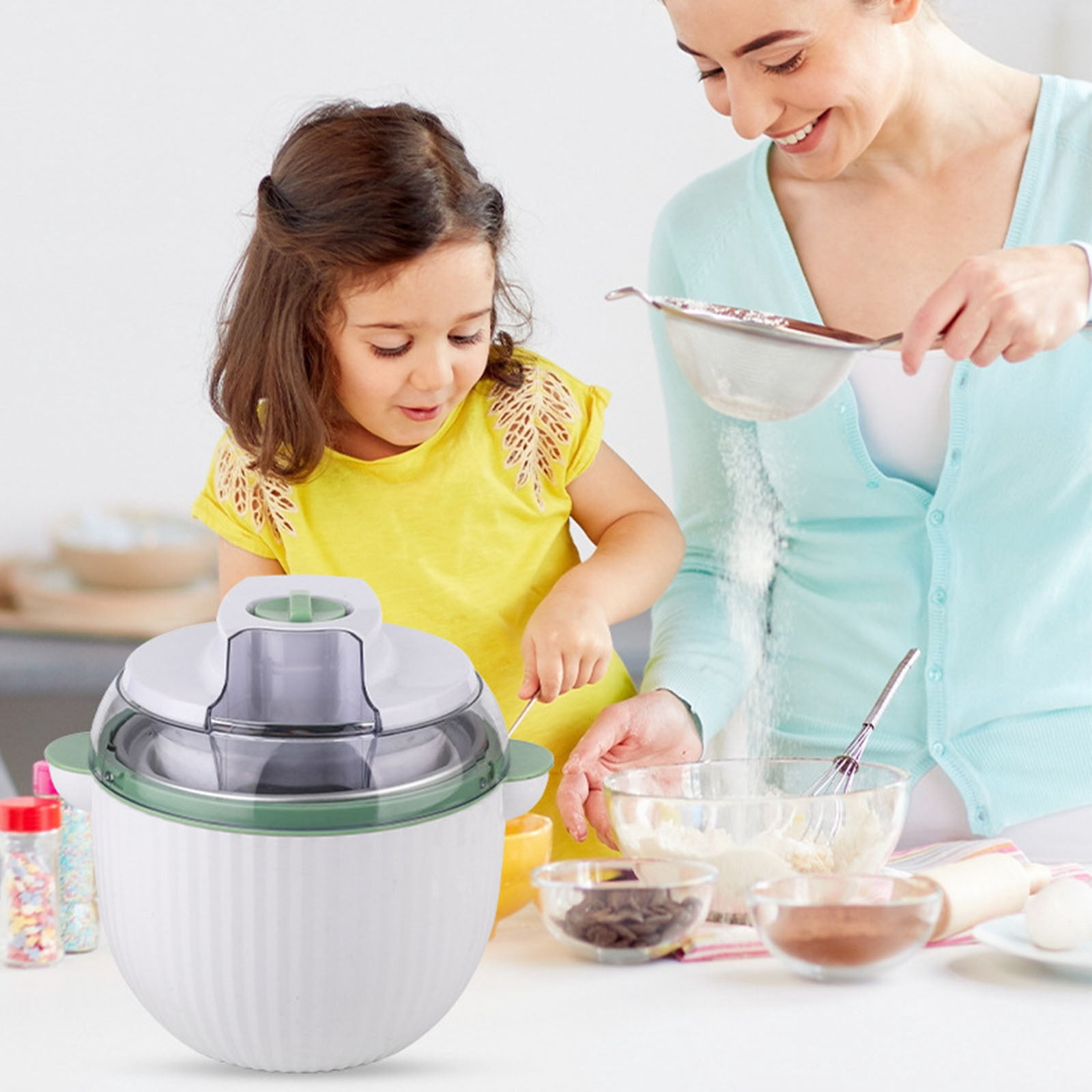 TTJ Girl Gifts 7 Year Old Boy Christmas Gifts Mini Automatic Ice Cream Maker Small Countertop Frozen Dessert Machine Quick Serve Treat Maker for Home Kitchen Party Snack Dessert Use