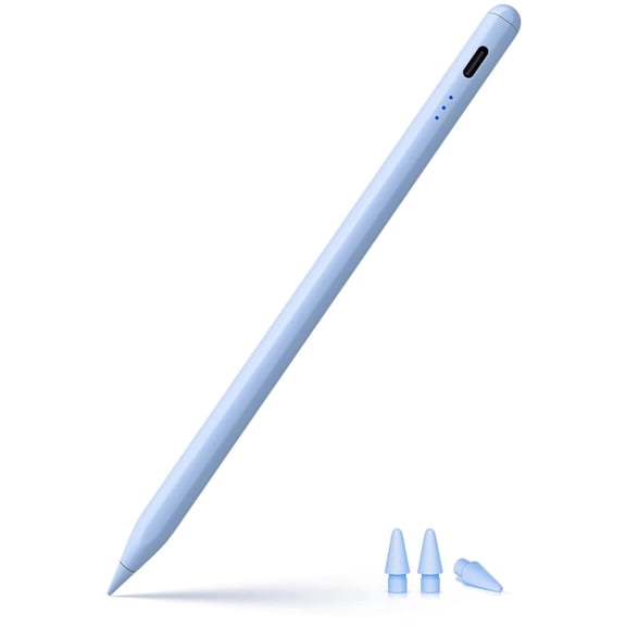 Stylus Pen for Apple iPad 2025-2018(11th A16/10/9/8/7/6) with USB-C Fast Charging,No Bluetooth–Just Turn On and Use,Tilt Sensitive Palm Rejection Compatible with iPad Pro/iPad Air/iPad Mini(Blue)