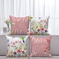 thumbnail image 2 of Spring Pink Floral Throw Pillow Covers 18x18 Set of 4,Hummingbird Flower Decorative Pillow Cases for Bedroom Sofa Couch, 2 of 6