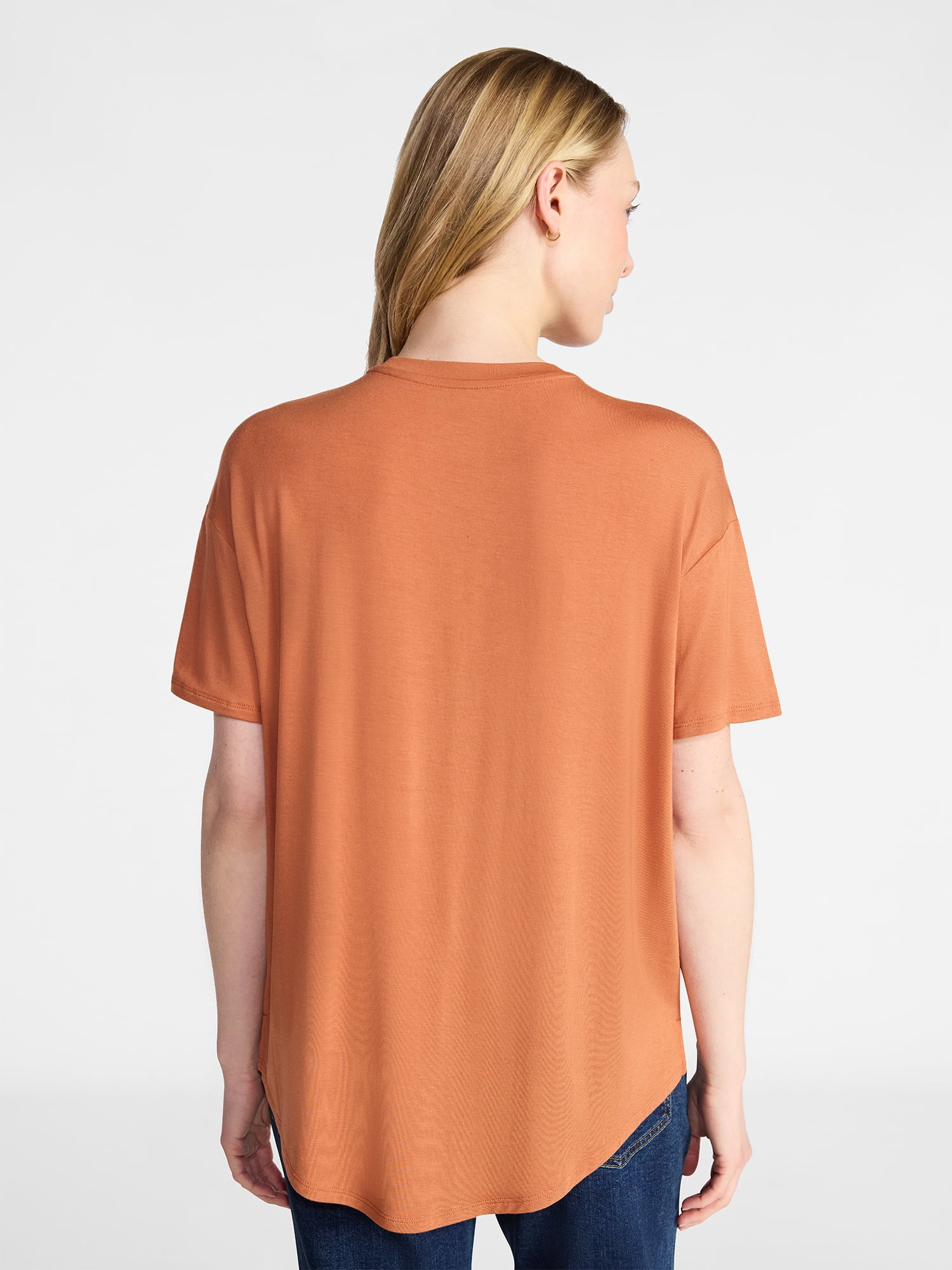 Time and Tru Women's Tunic Tee with Short Sleeves, Sizes XS-XXXL