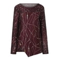 thumbnail image 2 of Moda mujer casual manga larga impresa cuello redondo blusa botón camiseta damas tops Pompotops  gfhjh18087, 2 of 6