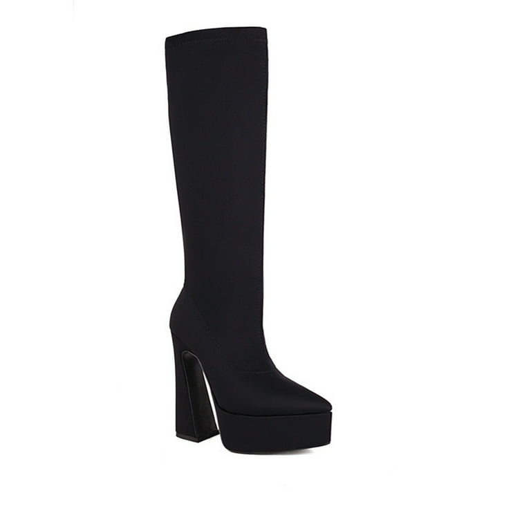 black stretch dress boots Nine West Tacy Over The Knee Boots