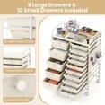 thumbnail image 2 of 15-Drawer Rolling Storage Cart with Metal Tabletop and Pegboard, Scrapbook Paper Office School Organizer,White, 2 of 8
