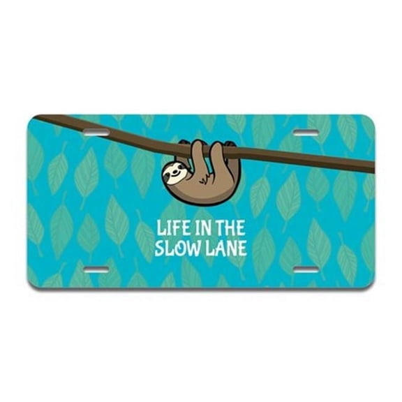 Slow Sloth Aluminum License Plate| License Plate 12" X 6" Fits Any Car, Truck, SUV, RV, or Trailer | Made in The USA