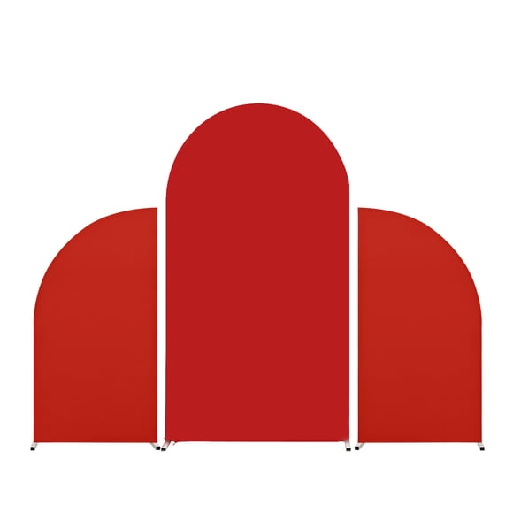 Set of 3 Wedding Arch Cover Spandex Fitted Wedding Arch Stand Covers for Round Top Chiara Arch Backdrop Stands Cover for Birthday Party Ceremony Banquet Decoration 5ft+7.2ft+5ft Red