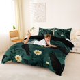 thumbnail image 3 of Homewish Gothic Halloween Crow Bedding,Daisy Floral Pattern Duvet Cover Full,Dark Teal White,Black Reversible,3-Piece,1 Duvet Cover and 2 Pillowcases, 3 of 6