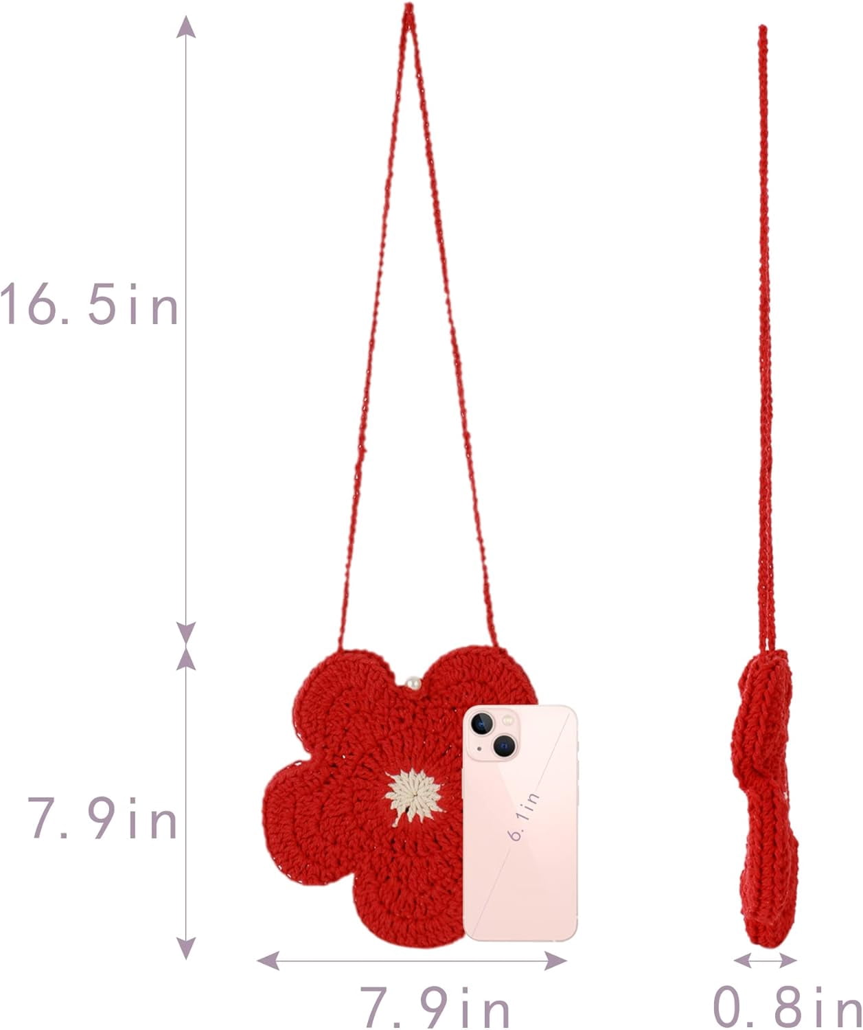 Women Mini Flower Cotton Crochet Crossbody Shoulder Bag Handbag Purse