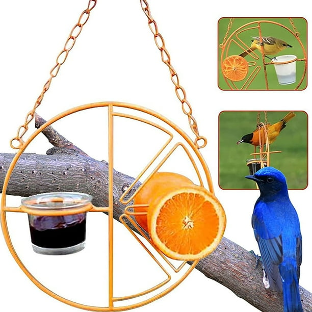 Bird Feeder with Fruit Holder, Happon Hanging Oriole Bird Feeder, Outdoor Metal Drinking Grape