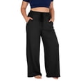 thumbnail image 5 of Bosfbaoi Plus Size Women's Pants Loose Wide Leg Pants Elastic Waist Drawstring Sweatpants with Pockets Casual Trousers, 5 of 9